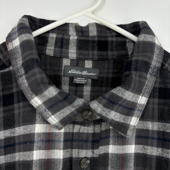 Eddie Bauer Mens XXL Button Front Shirt Bristol Flannel Smoke Gray Long Sleeves - Picture 3 of 10